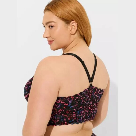 Torrid - XO Front Lace Bralette in Rainbow Leopard Rich Black​​​​ - Picture 11 of 13